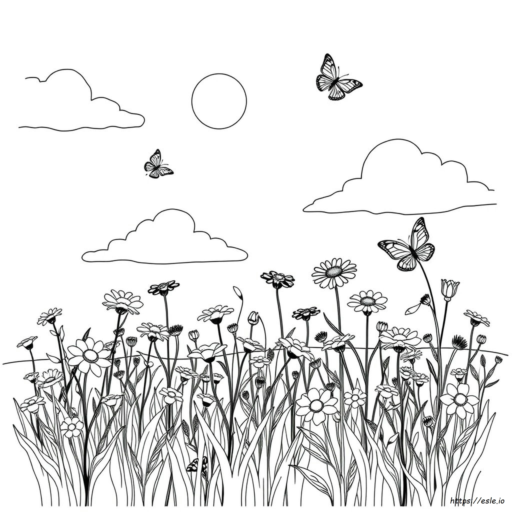 Wildblumen Ausmalbild zum Ausdrucken