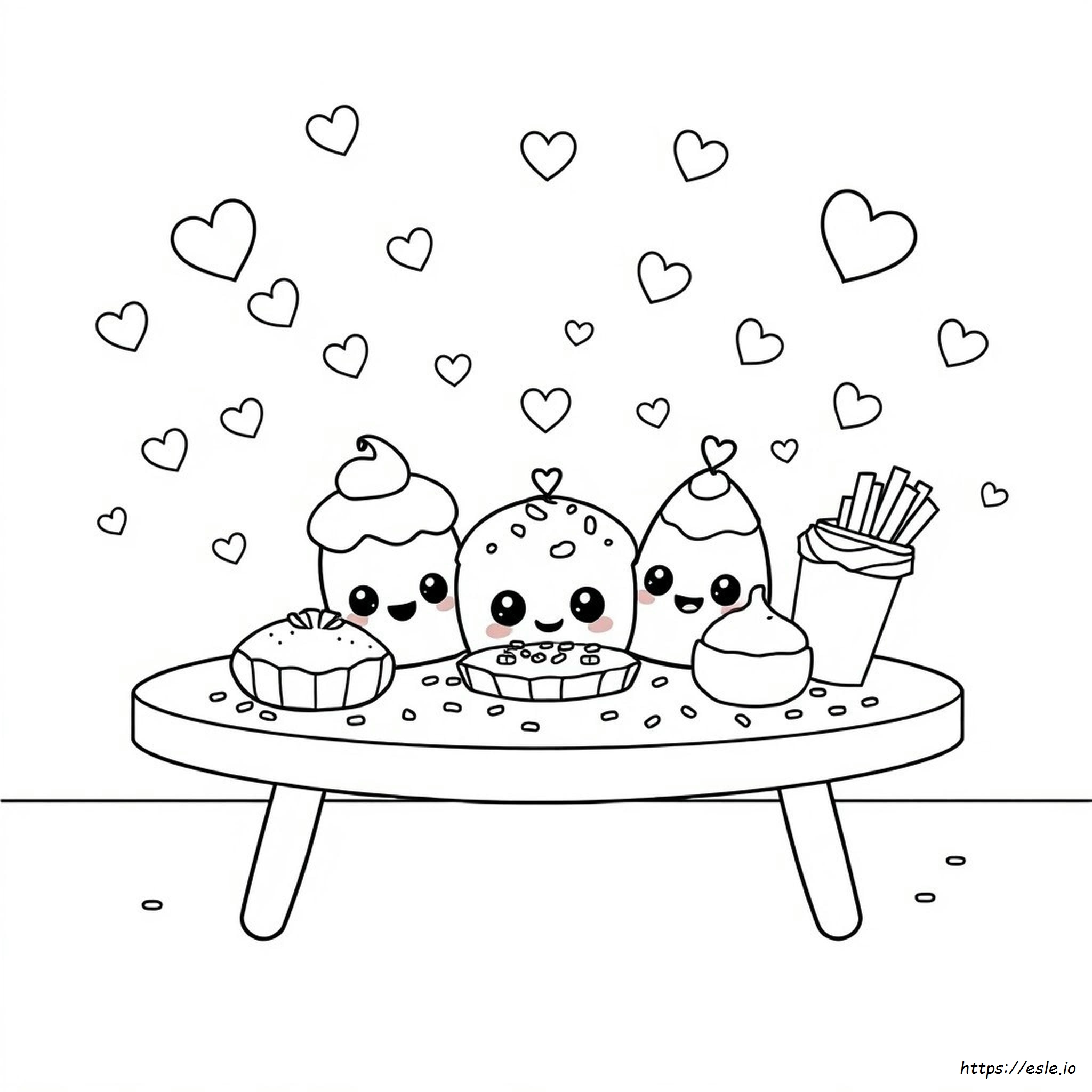 Kawaii Food Doodle Coloring Page