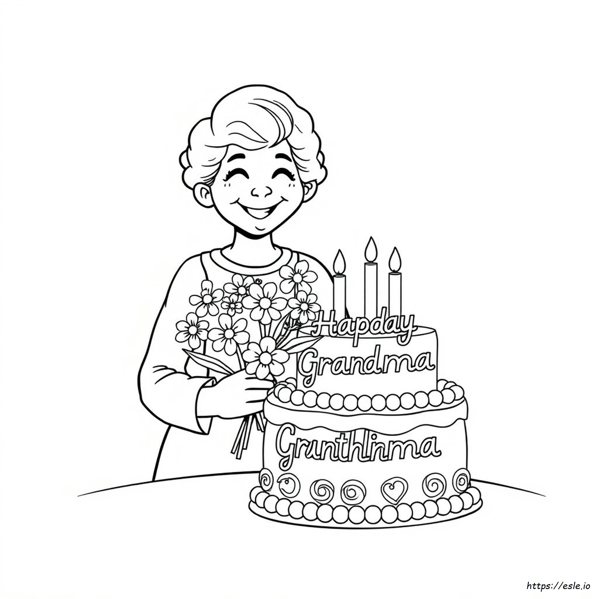 Happy Birthday Grandma Coloring Card