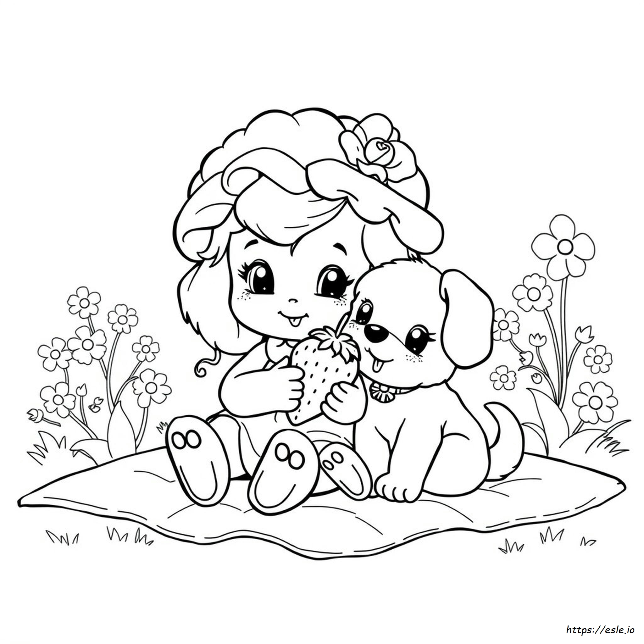 Gambar Mewarnai Anjing Strawberry Shortcake