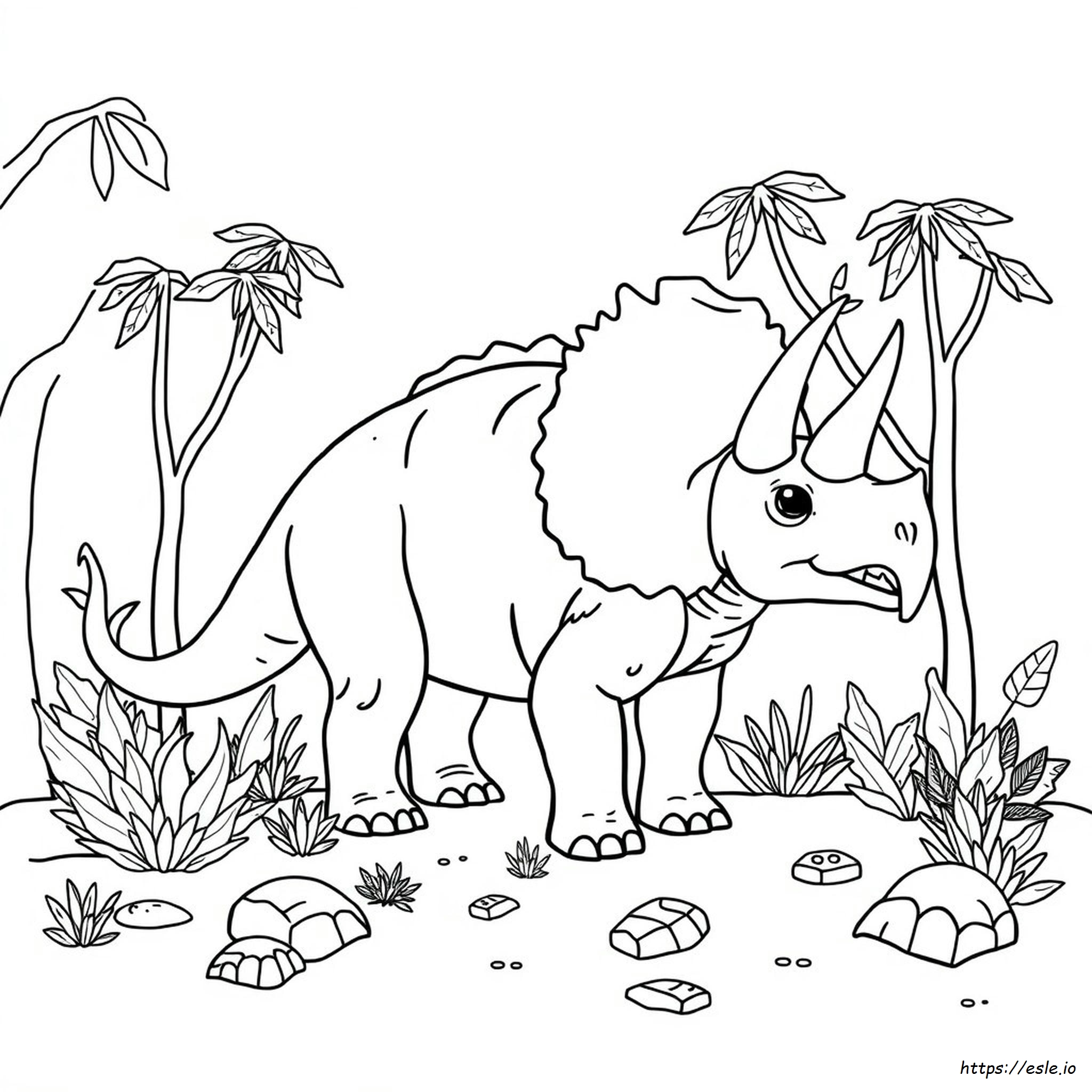 Triceratops Colour In - Free Printable Coloring Page