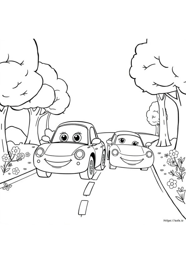 Schattige Auto's Kleurplaten