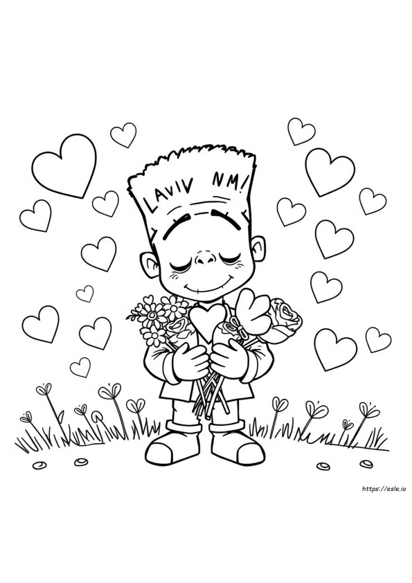 Crankenstein Valentine Coloring Page