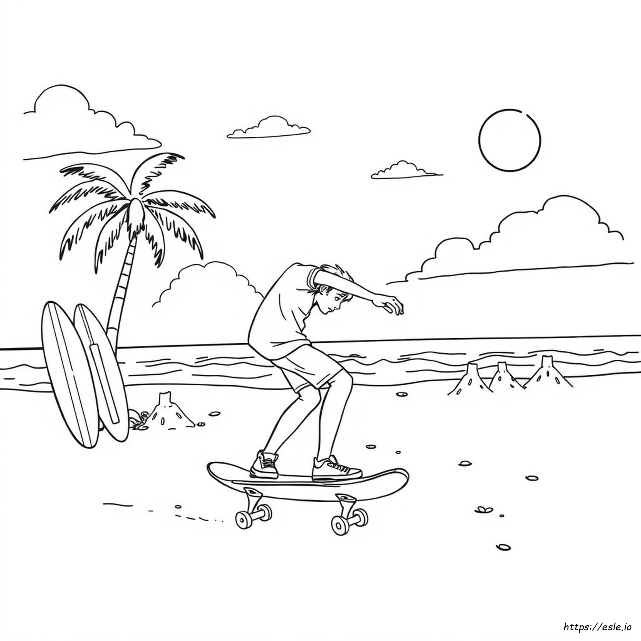 Teen Boys Skateboarding Coloring Page - Free Printable