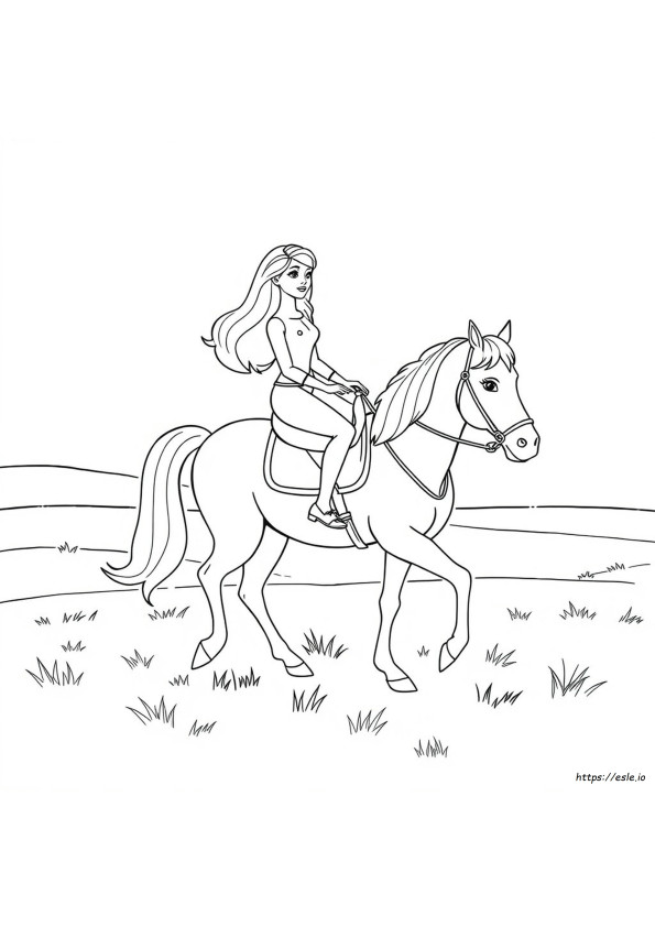 Barbie Riding A Horse Coloring Page