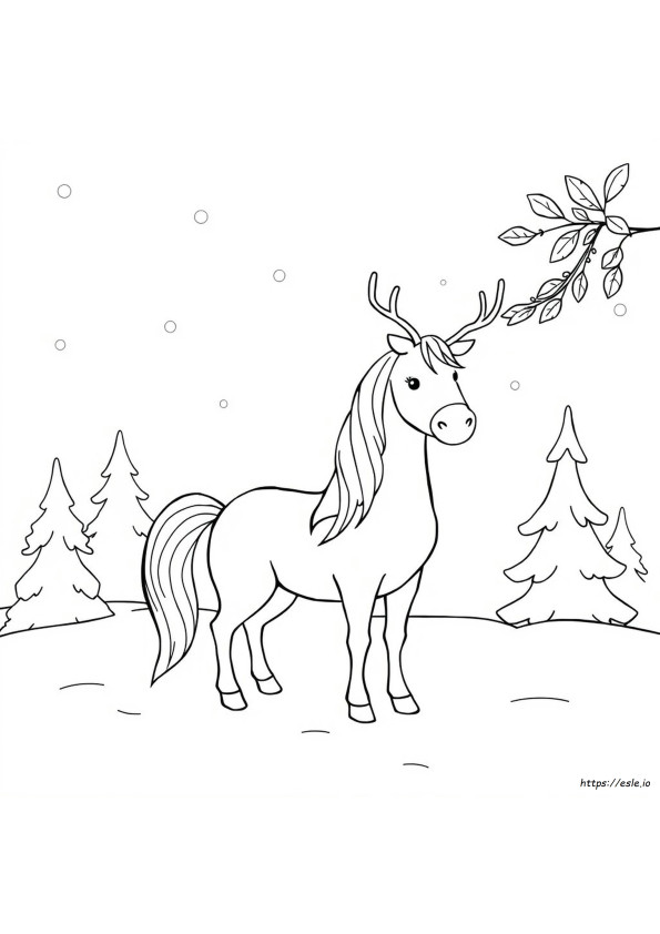 Unicorn Reindeer Coloring Page