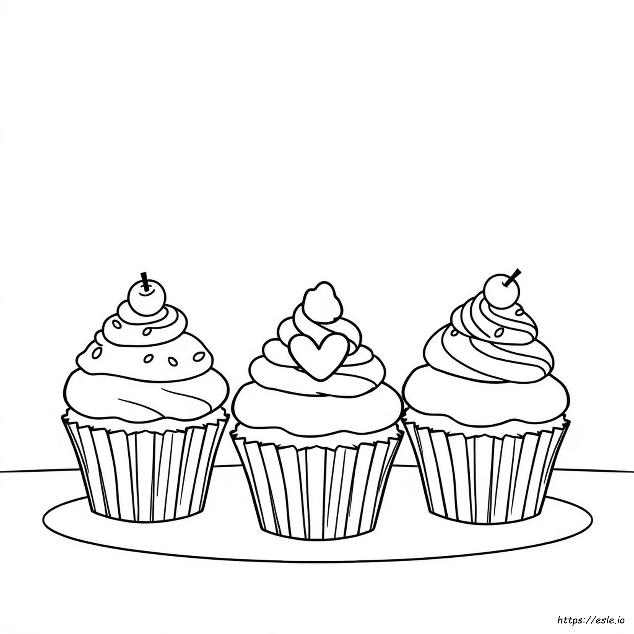 Black And White Cupcake Coloring Page