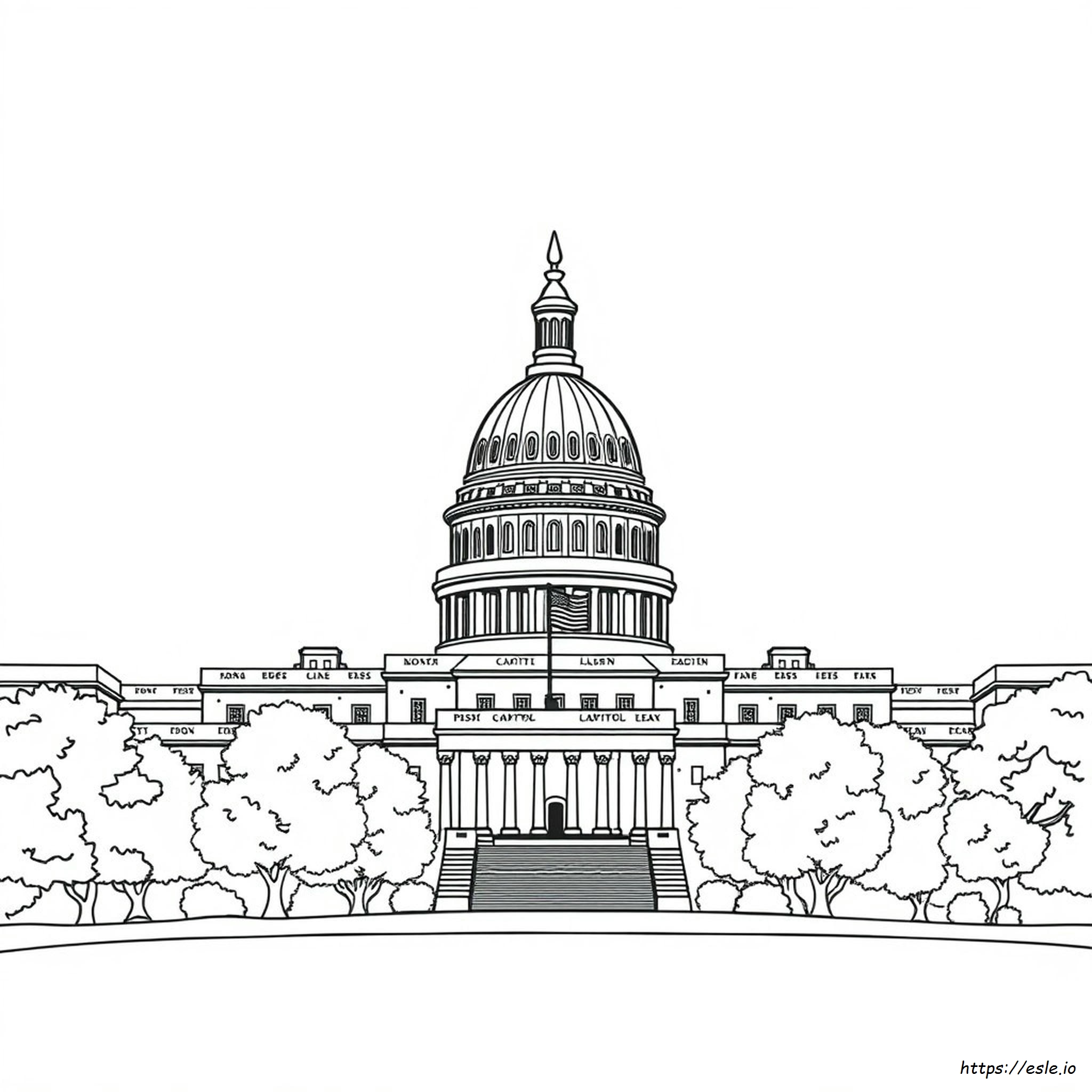 Us Capitol Building Coloring Page - Free Printable for Kids