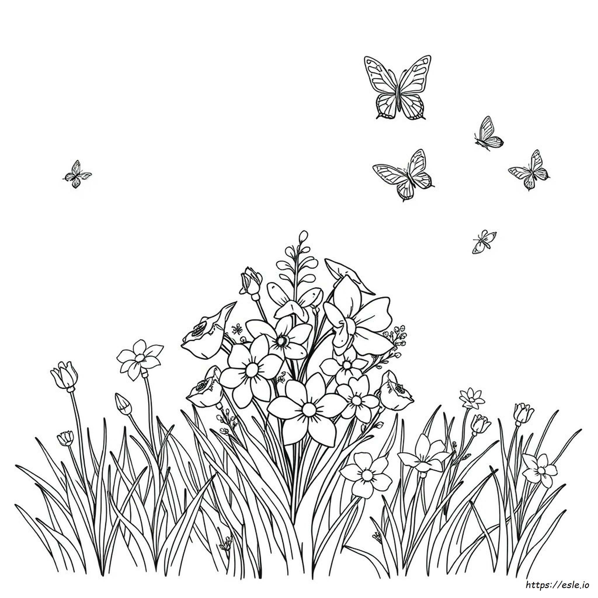 April Coloring Page - Free Printable Spring Cover