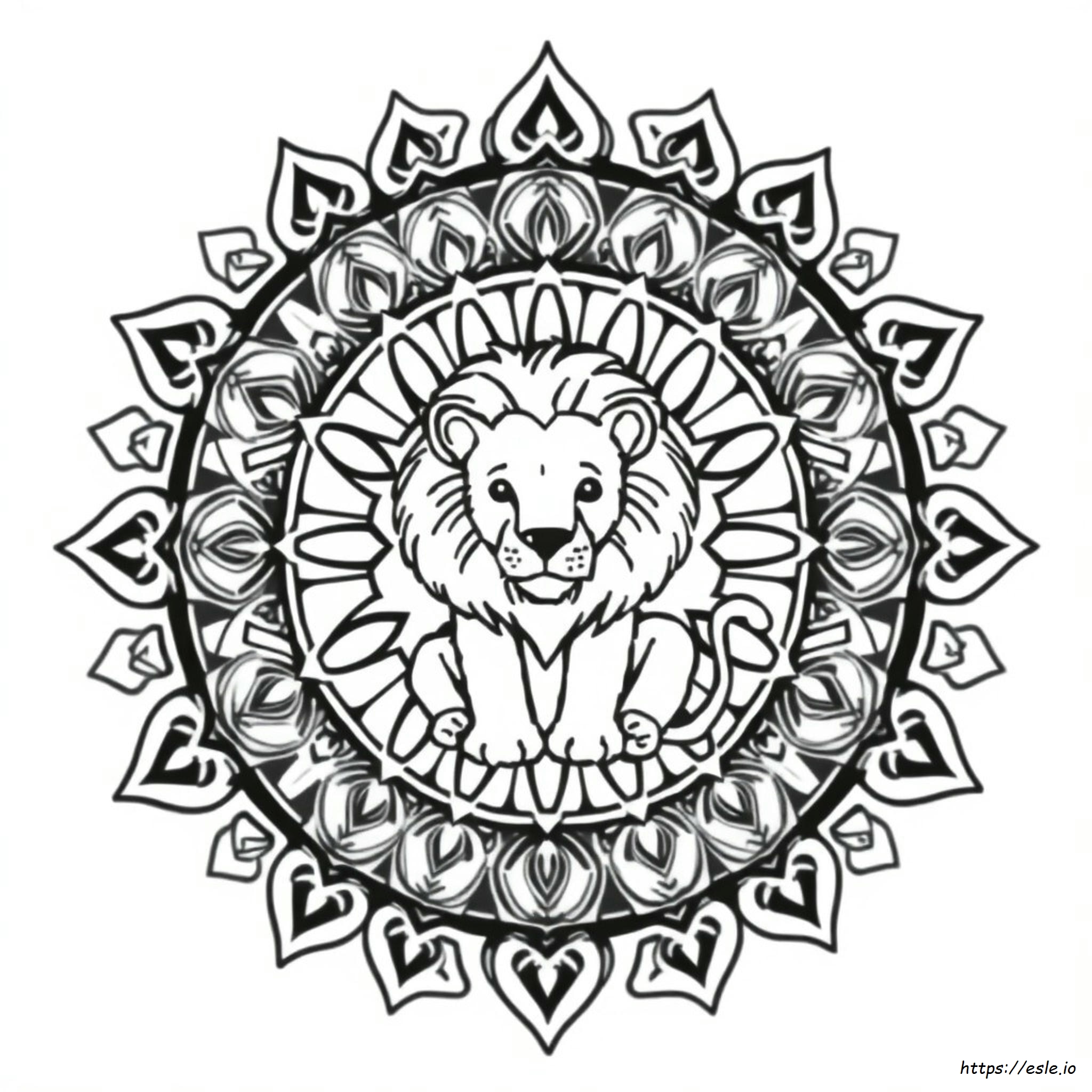 León Mandala Para Colorear Imprimible