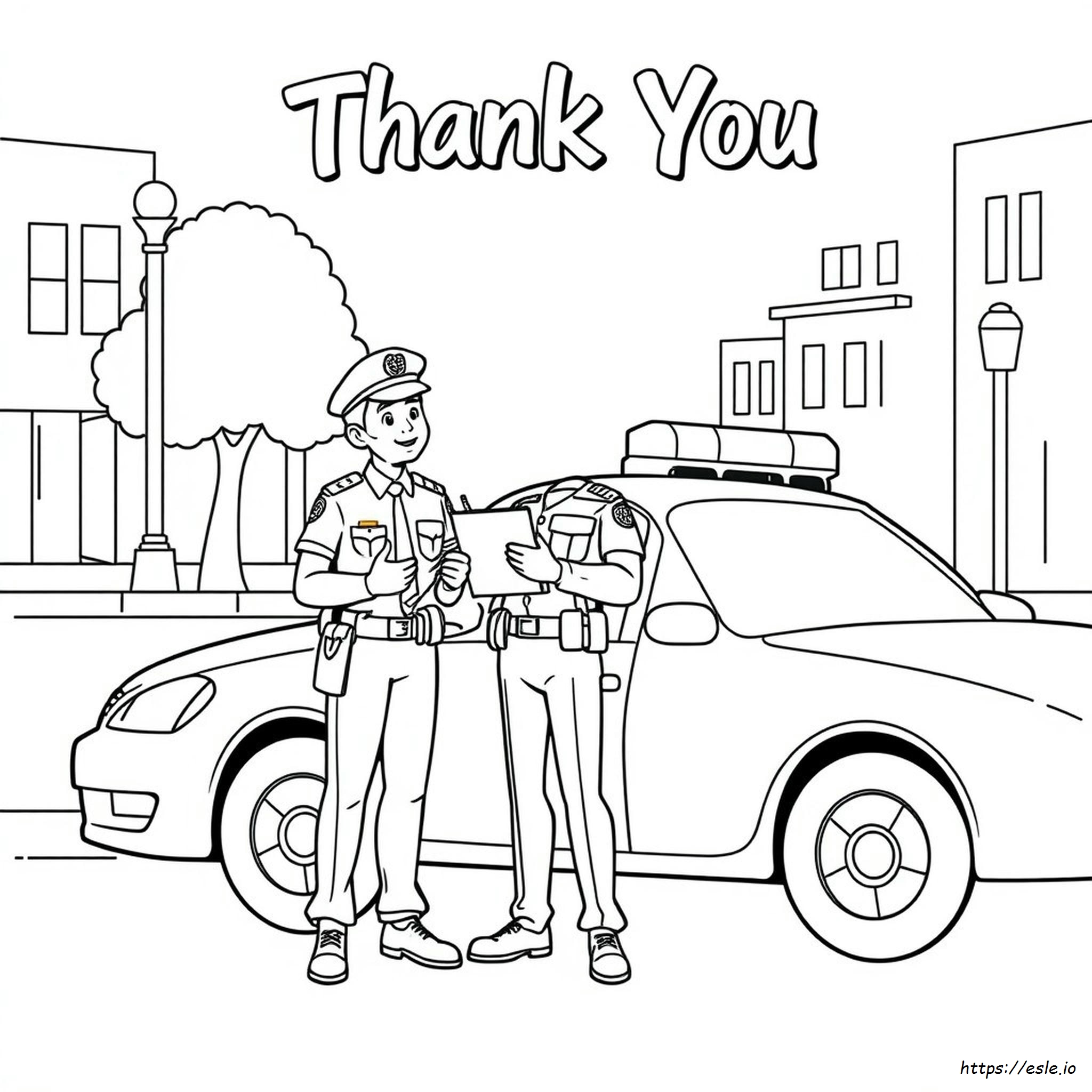 Printable Thank You Police Officer Coloring Page