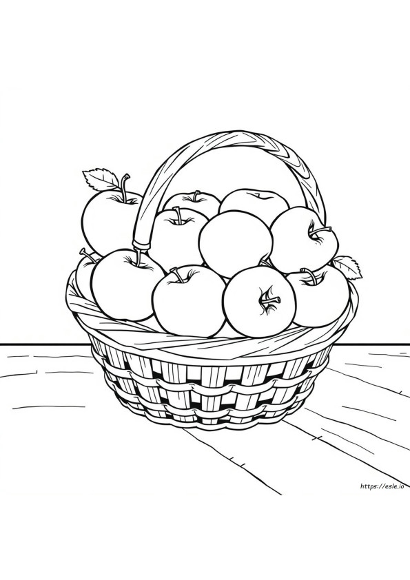 Coloring Apple Basket Drawing