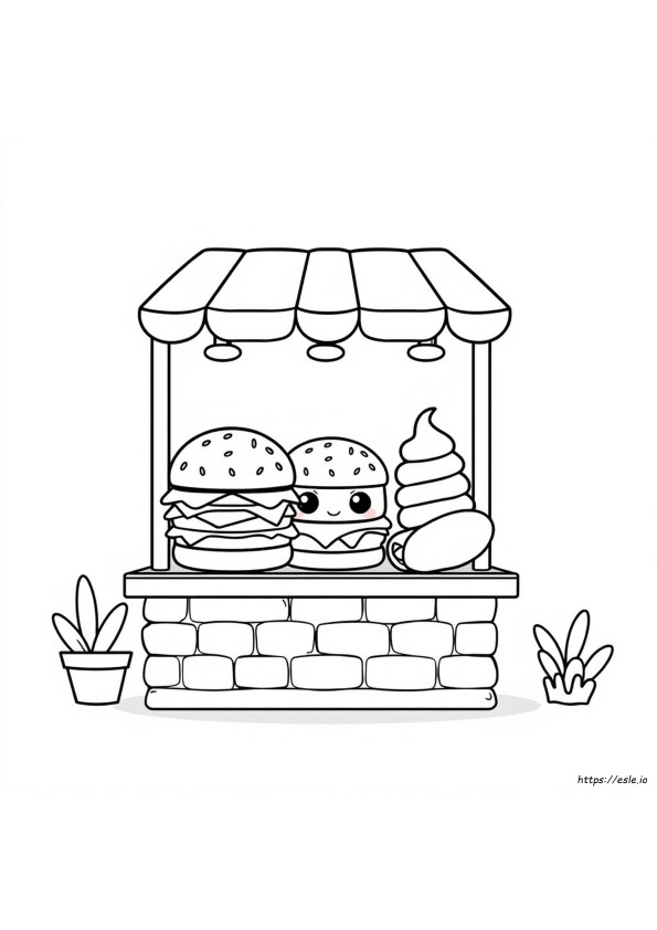 Fast Food Simple Kawaii Food Coloring Pages