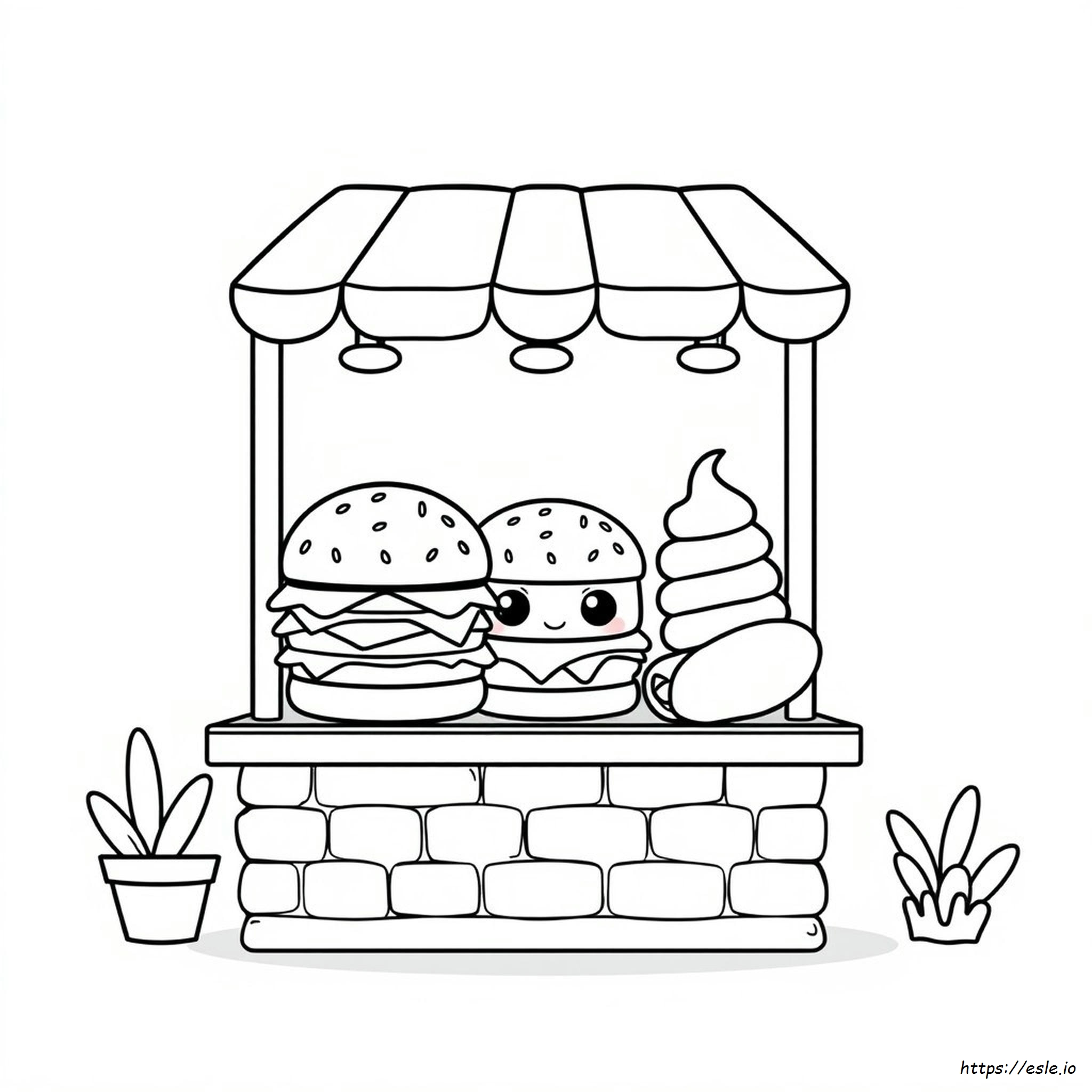 Kolorowanka Kawaii Fast Food: Darmowe do druku dla dzieci