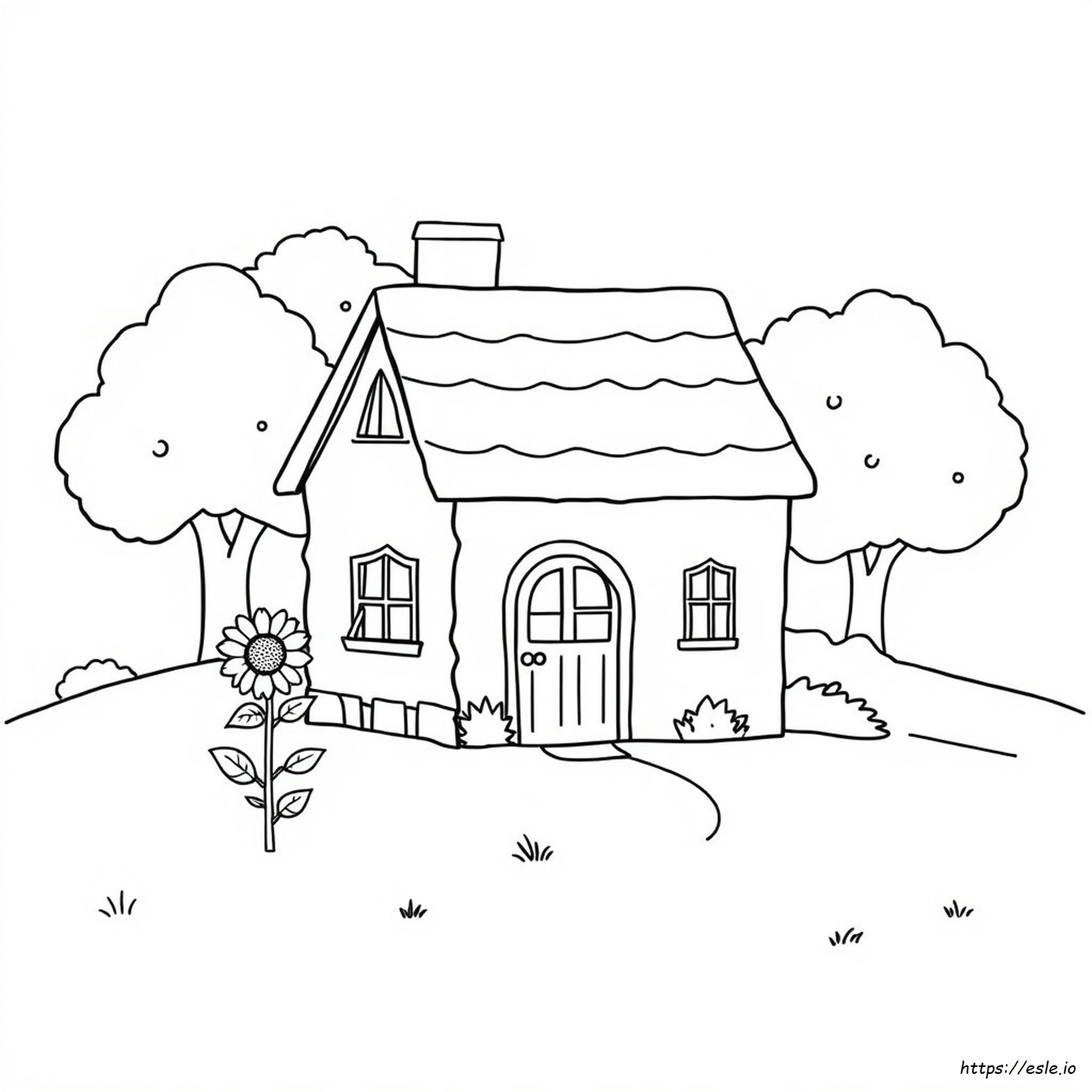 House Coloring Page - Free Printable for Kids