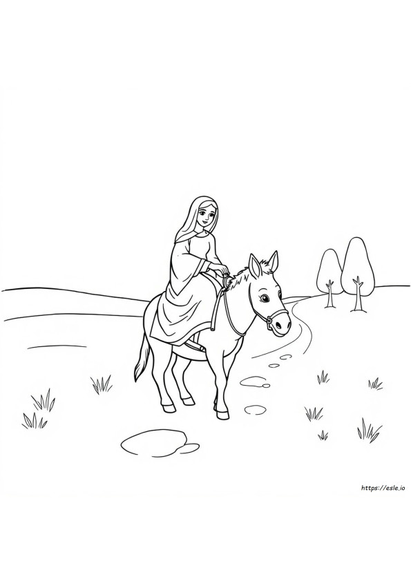 Mary On A Donkey Coloring Page