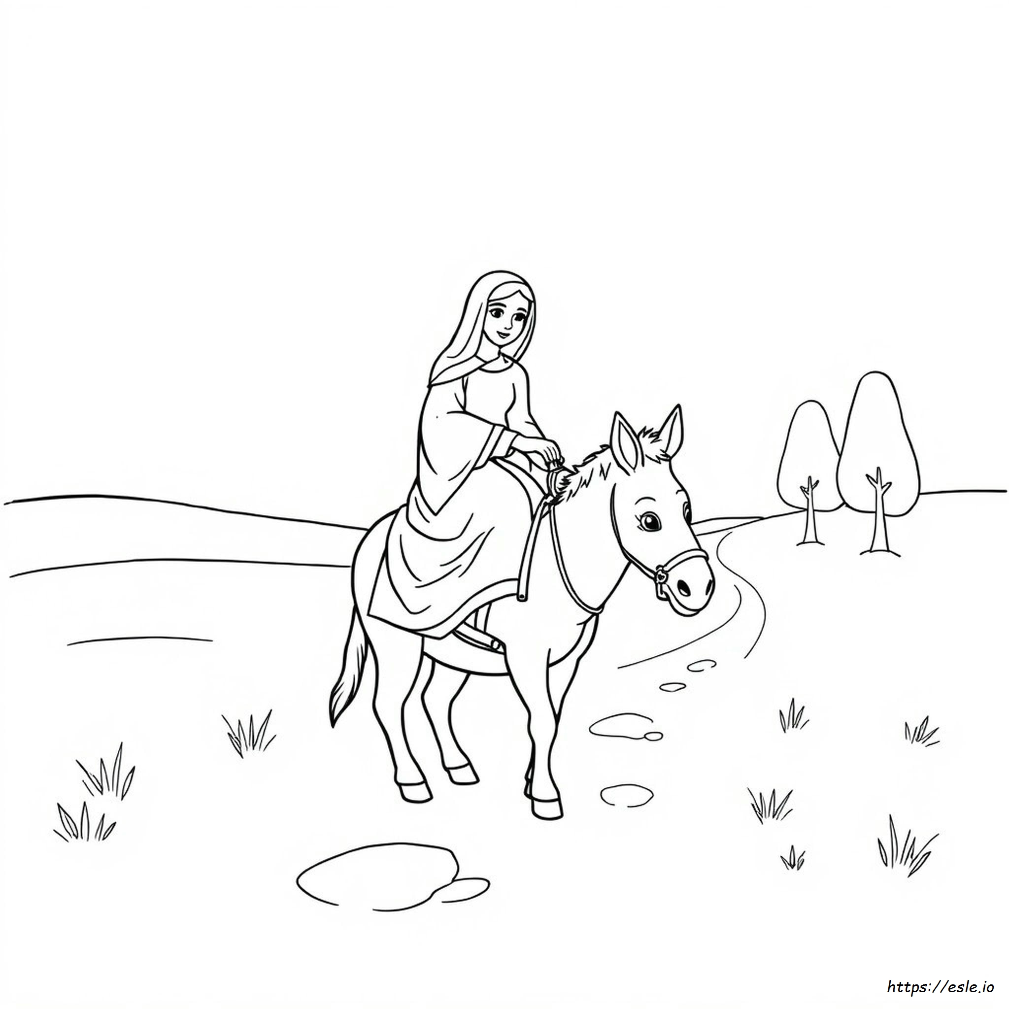 Mary On A Donkey Coloring Page - Free Printable PDF for Kids