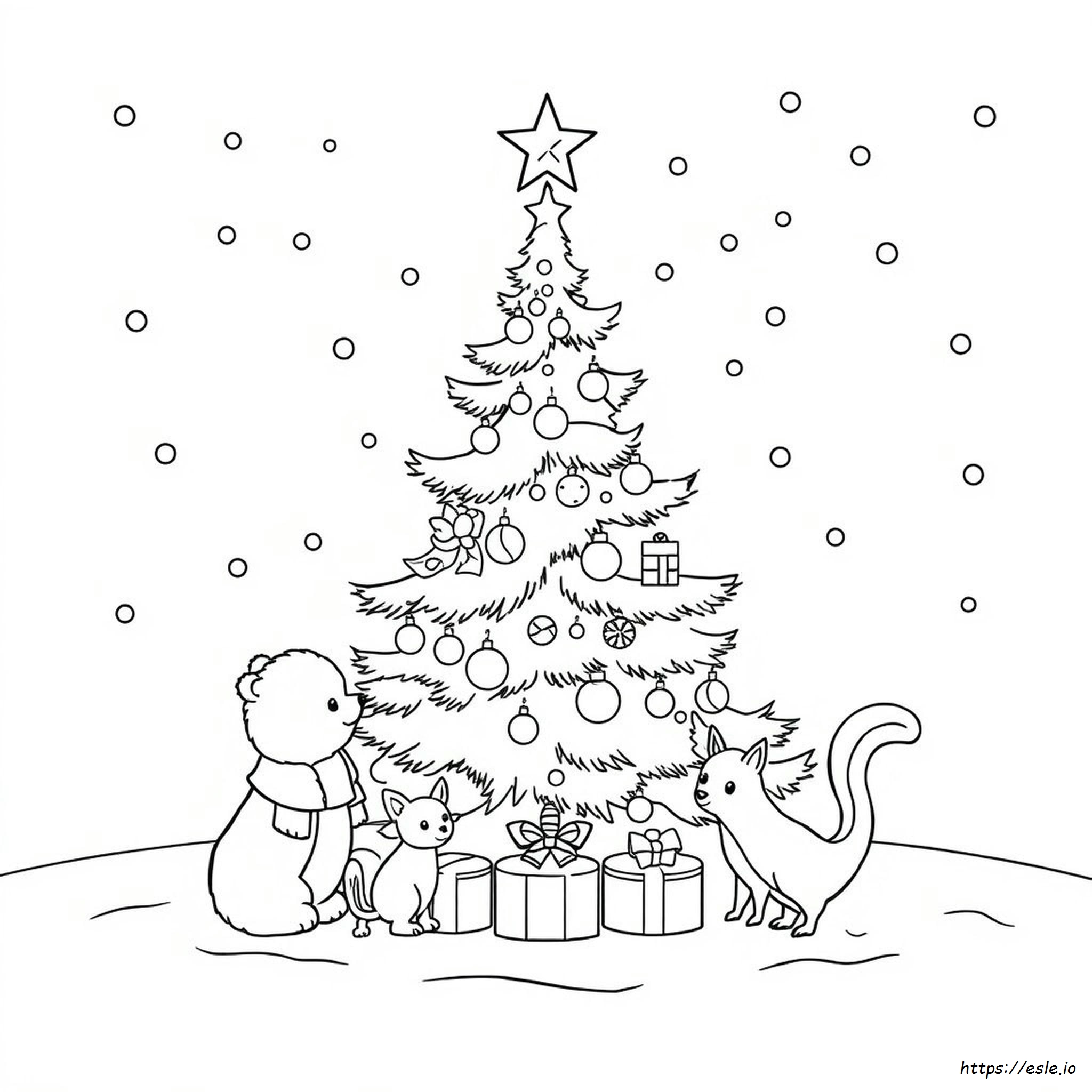 Free Printable Christmas Animal Coloring Page