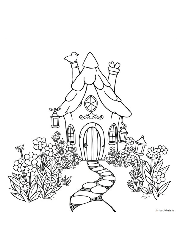 Fairy House Coloring Pages For Adults