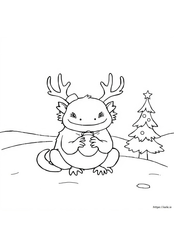 クリスマス ウーパールーパー ぬりえ