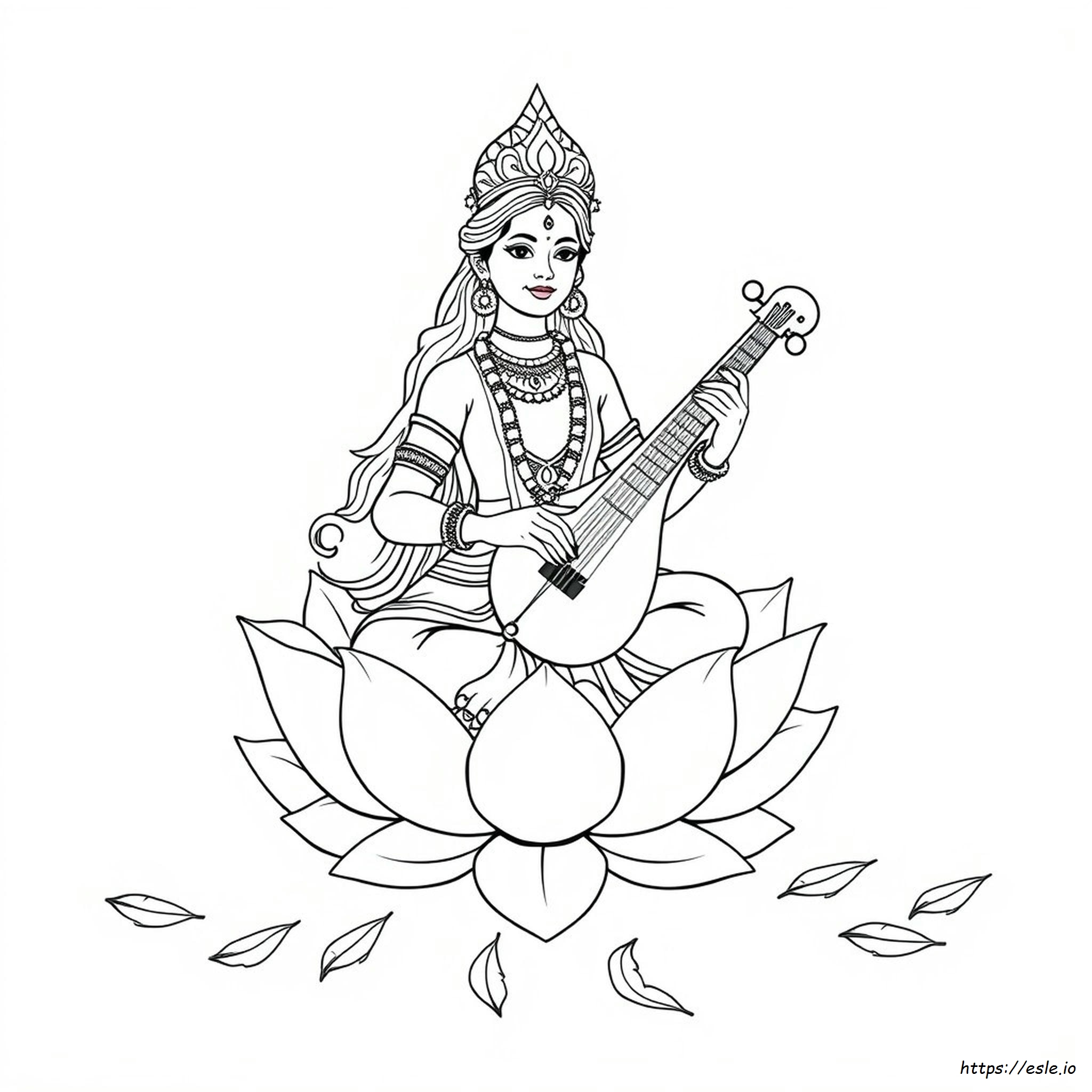 Easy Saraswati Coloring Pages