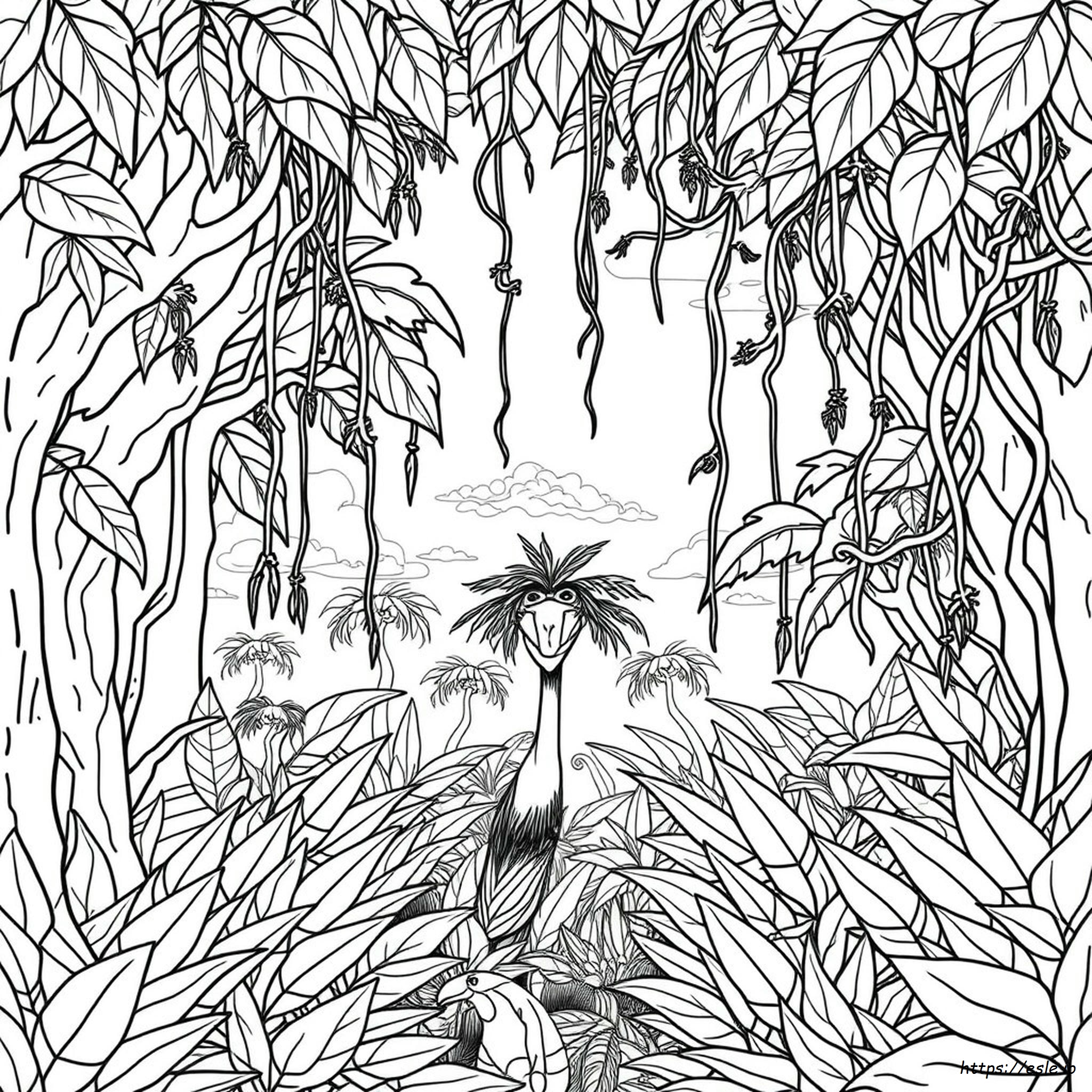 Hutan Untuk Mewarnai - Halaman Gambar Hitam Putih