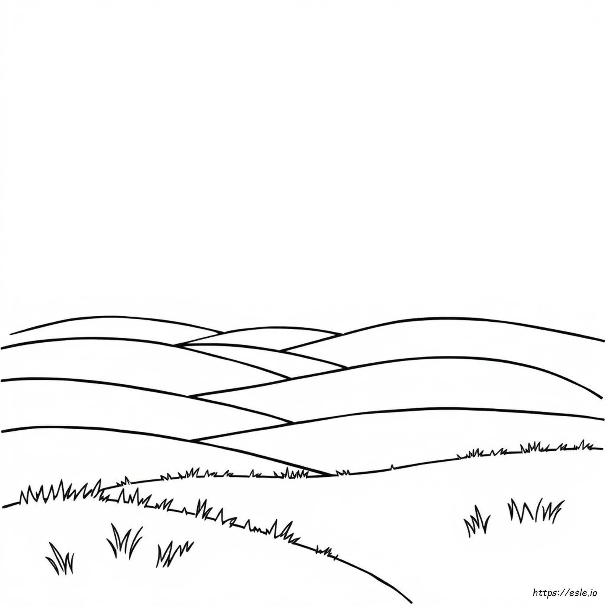 Dibujo para colorear: Paisaje natural con campos y cielo