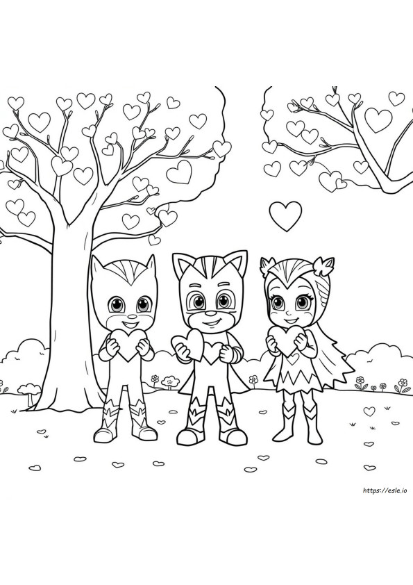 Pj Masks Valentine Coloring Pages
