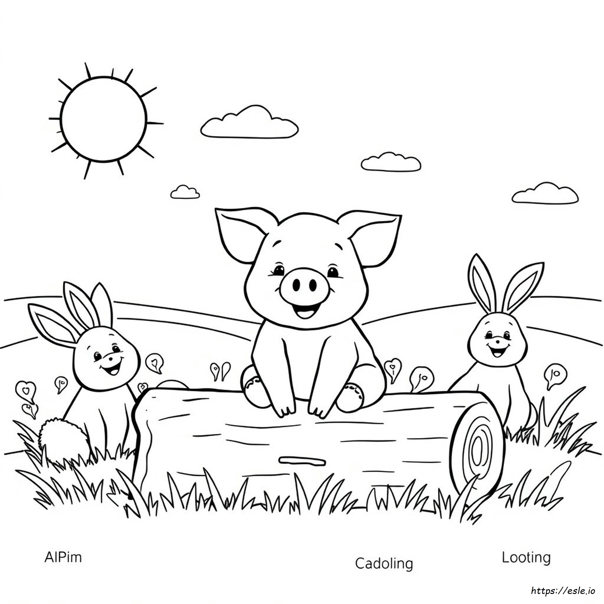 Piggy Piggy Smiling Critters Coloring Page