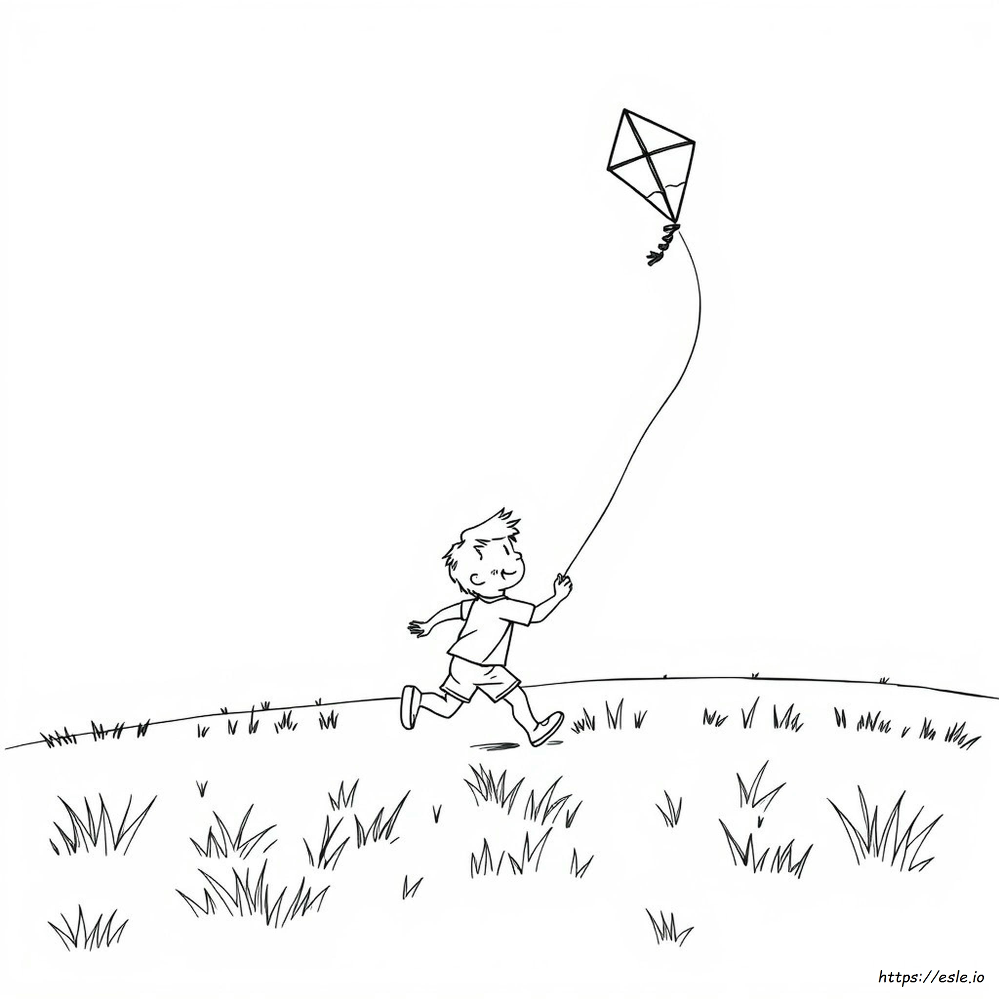 Flying A Kite Coloring Page - Free Printable