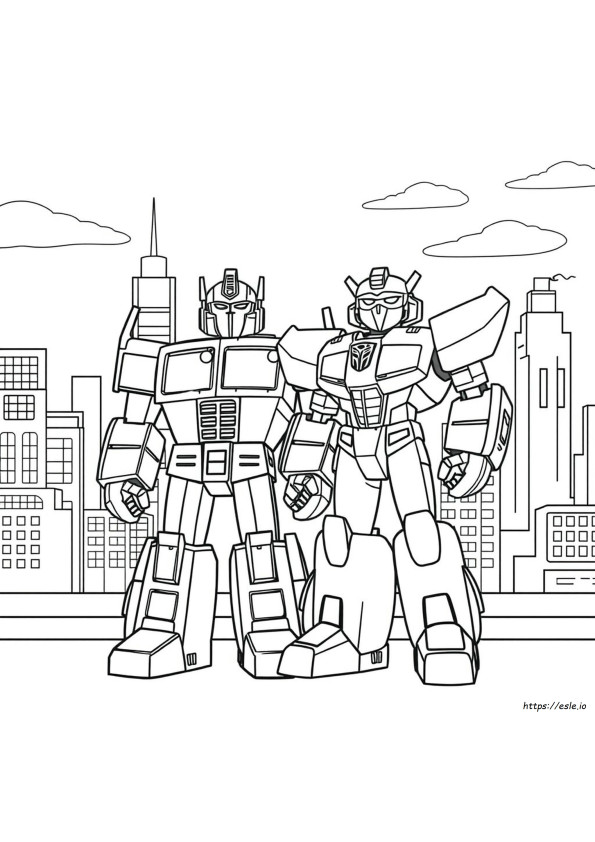 Transformers Rescue Bots Da Colorare: Optimus Prime E Bumblebee