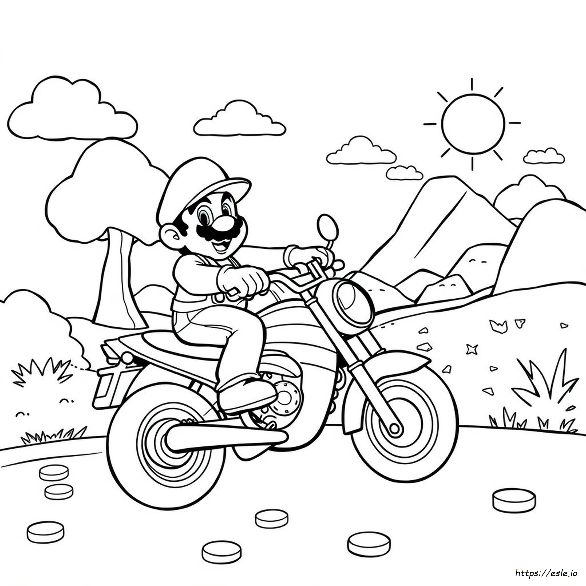 Mario Motorcycle Coloring Pages