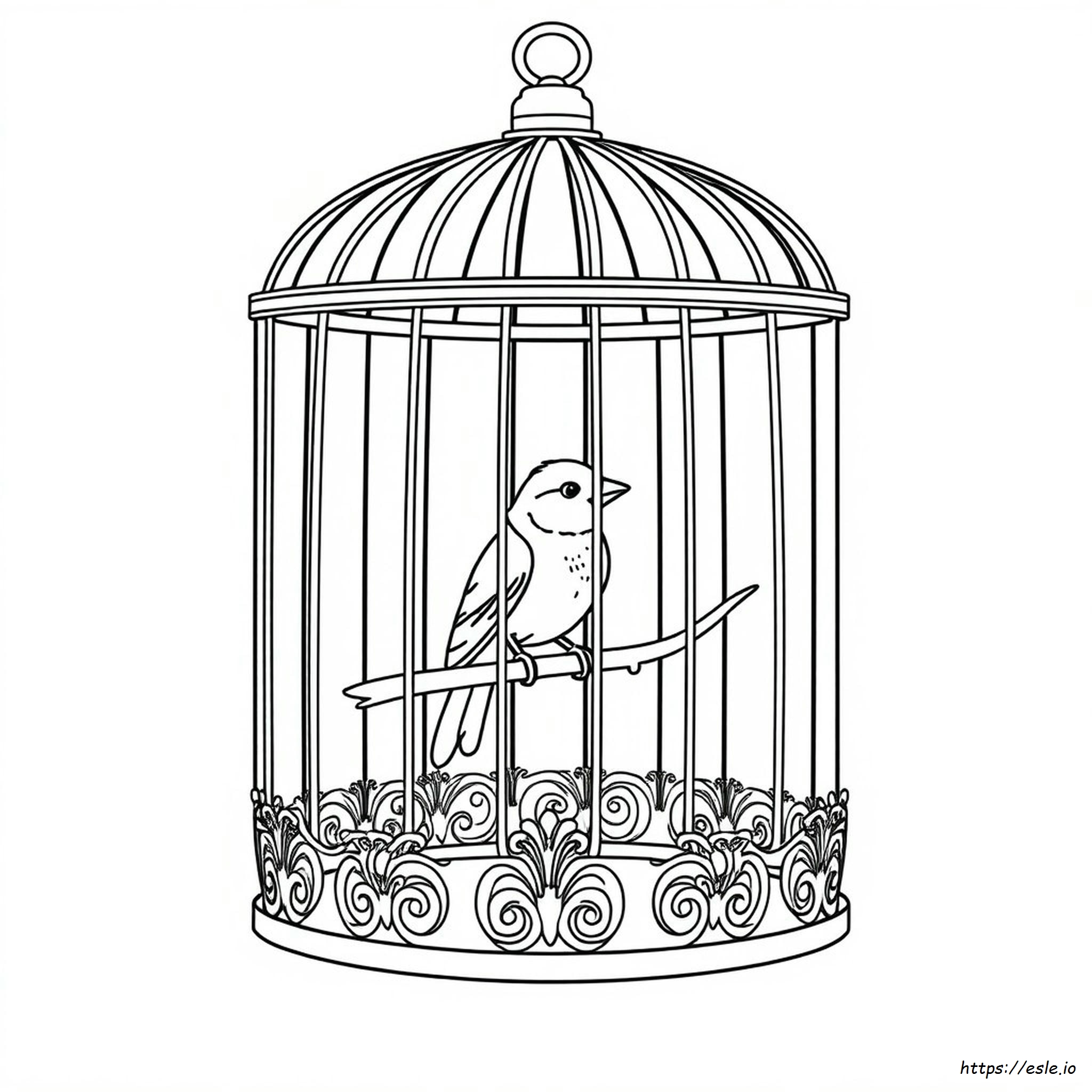 Free Printable Bird In Cage Coloring Page For Kids