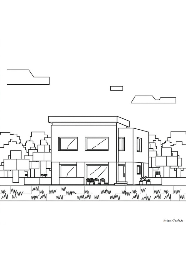 Minecraft Moderni Talo Värityskuvat