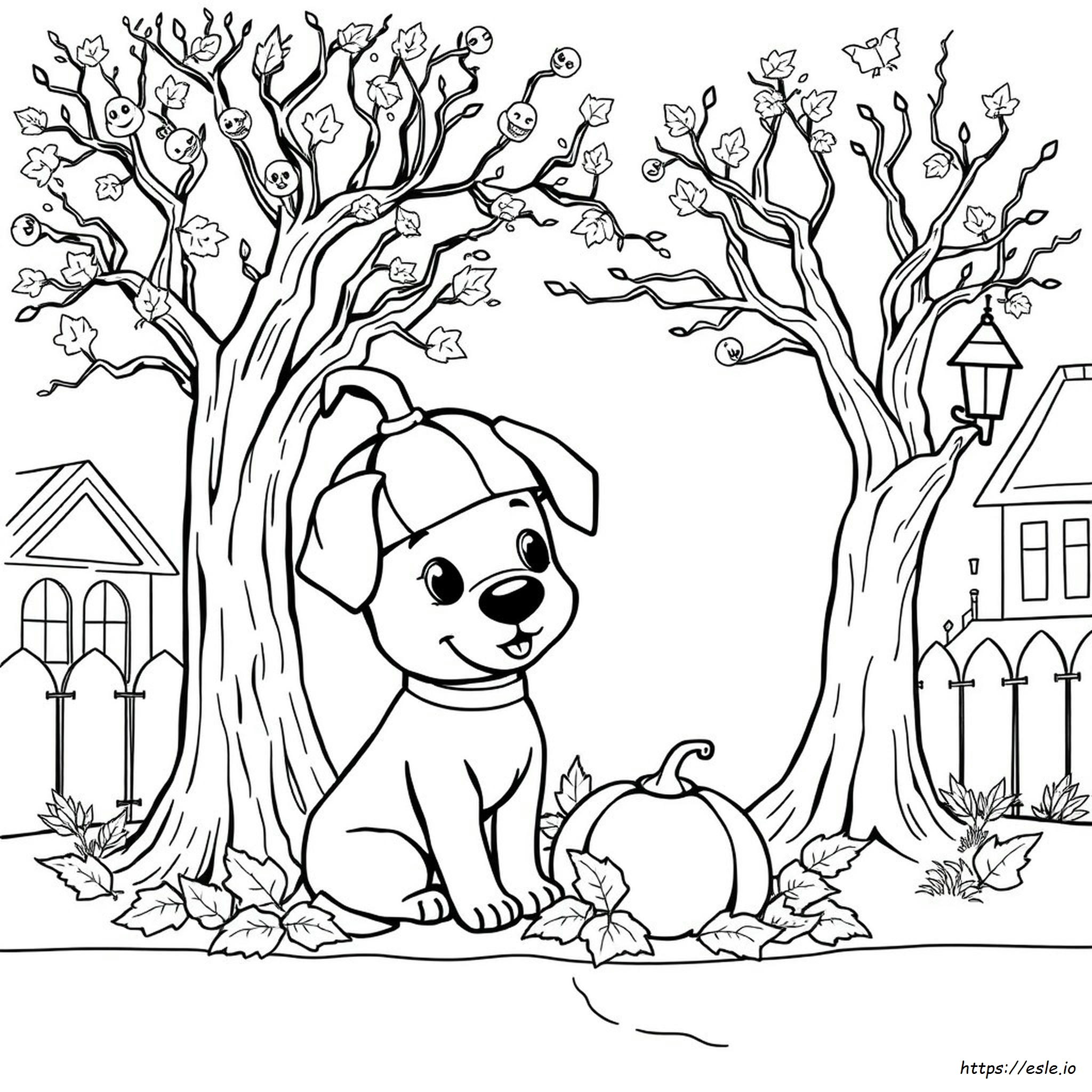 Pagina Da Colorare Di Un Simpatico Cane Di Halloween