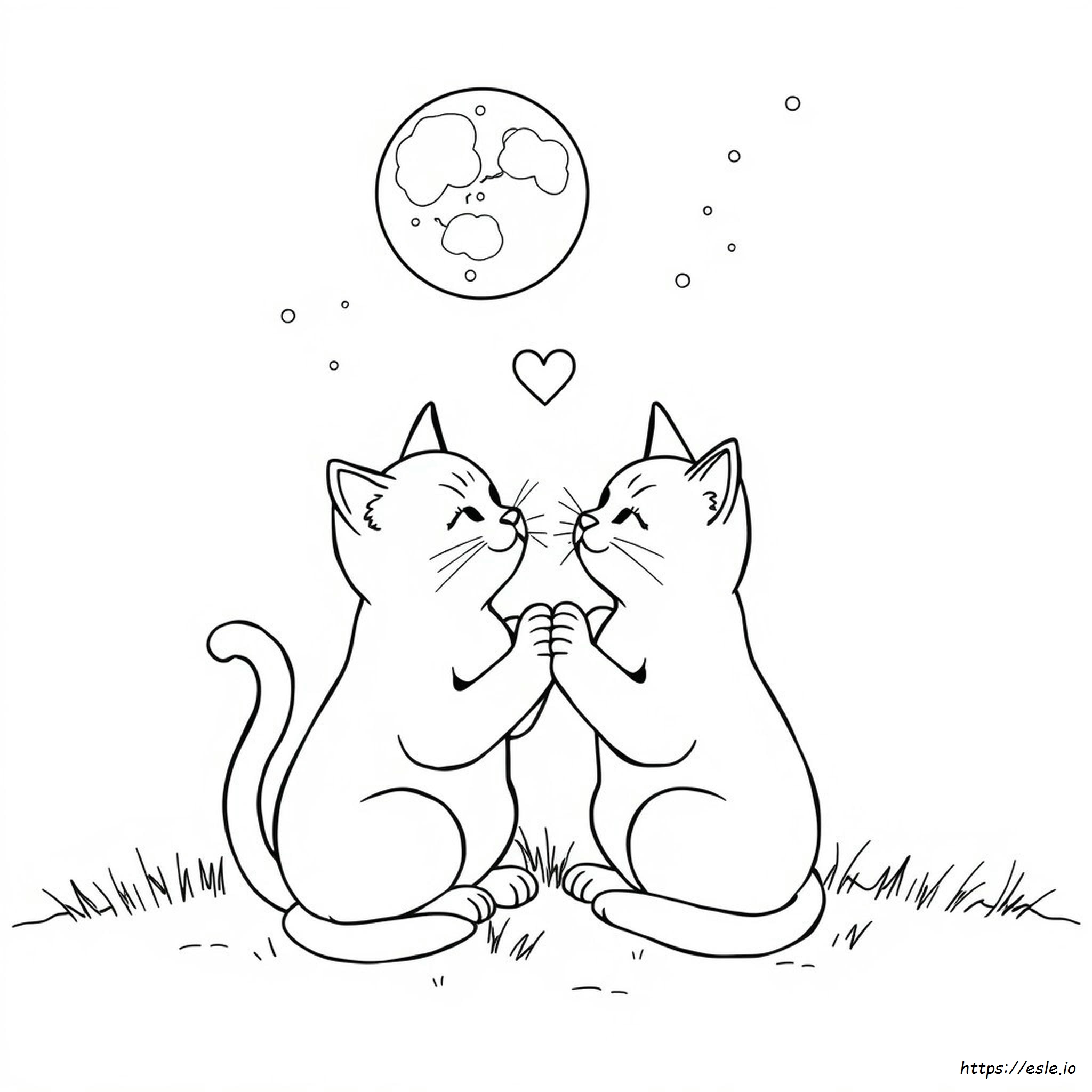 Coloriage Chats Amoureux à Imprimer Gratuit