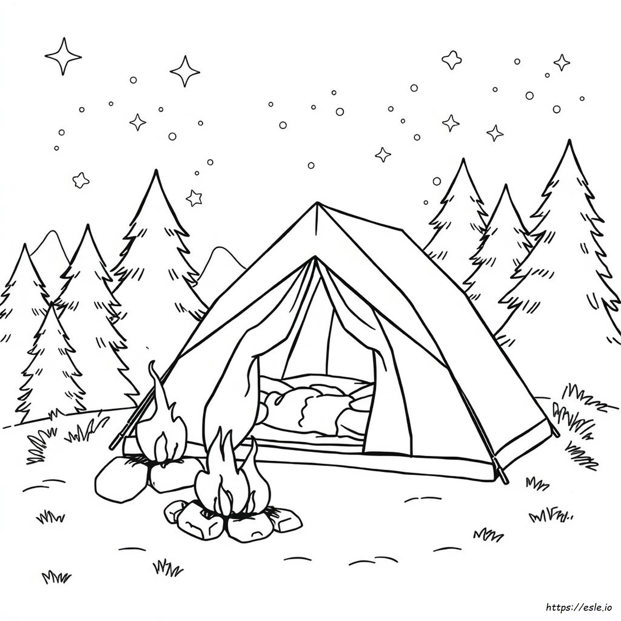 Camping Coloring Page for Toddlers - Free Printable
