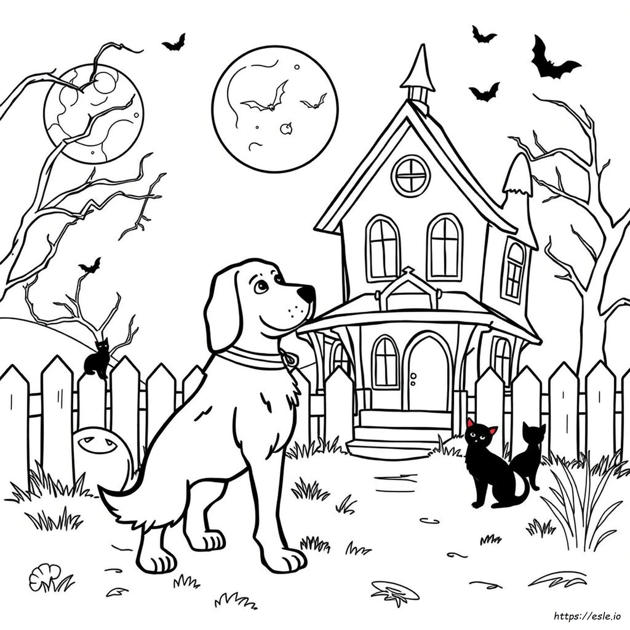 Gambar Mewarnai Halloween Dengan Anjing