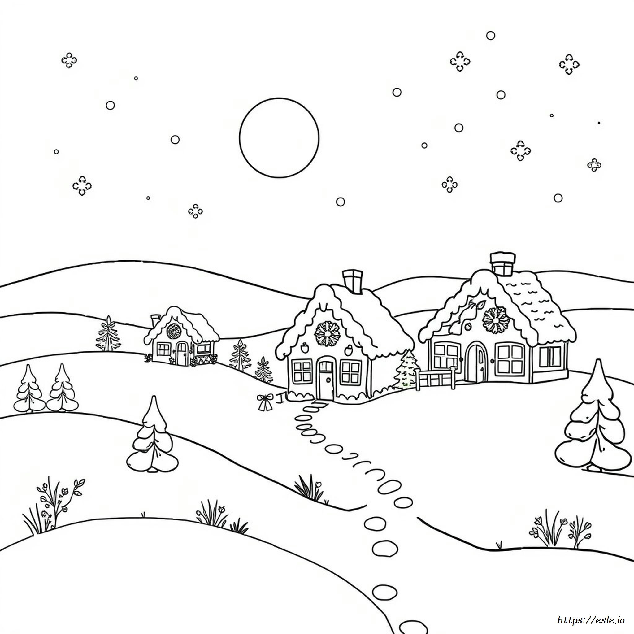 Gingerbread Village Coloring Page