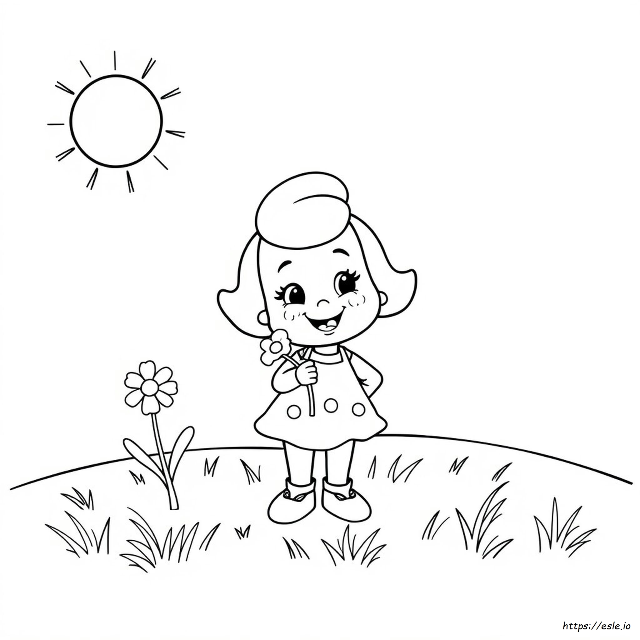 Halaman Mewarnai Nona Cekikikan Kecil - Gambar untuk Dicetak