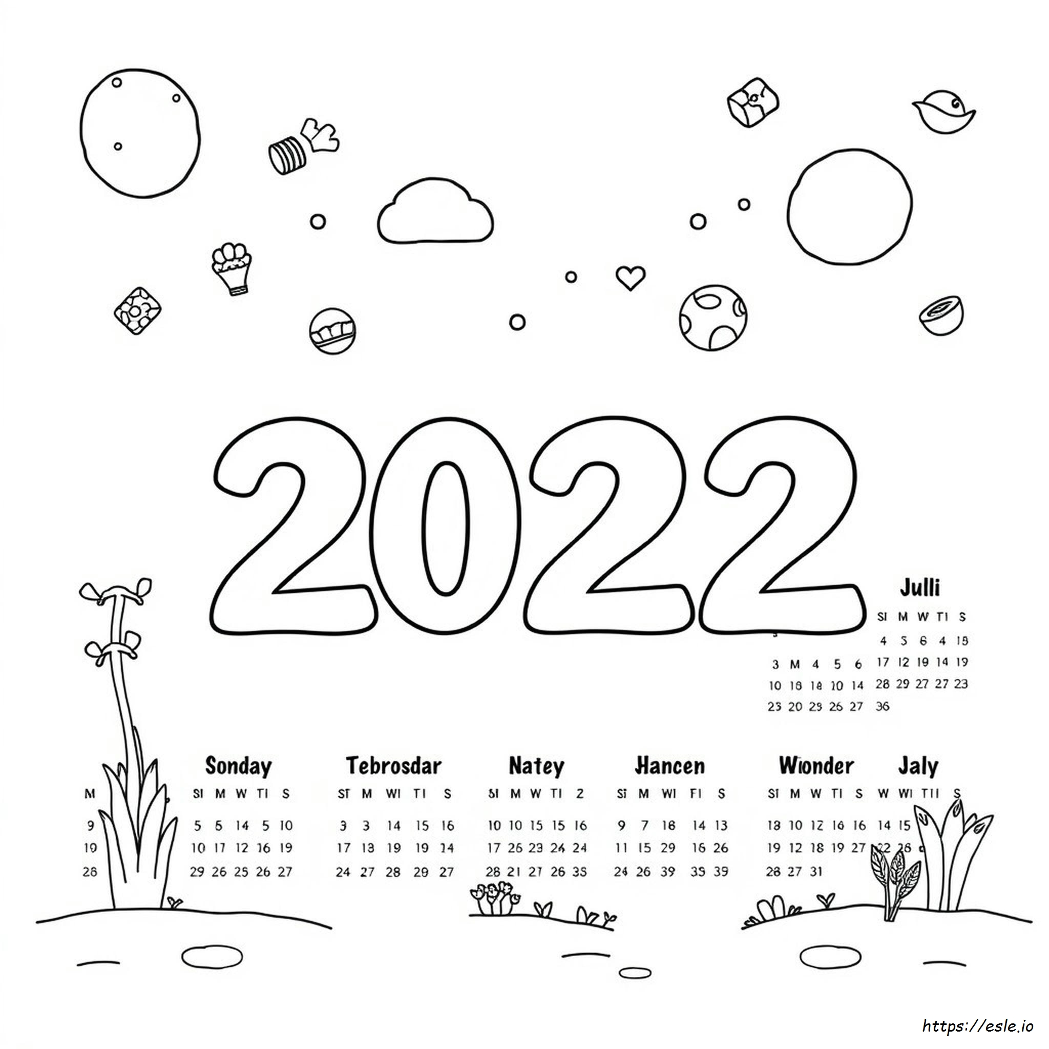 Coloring Page - Free Printable Coloring Calendar 2022 PDF