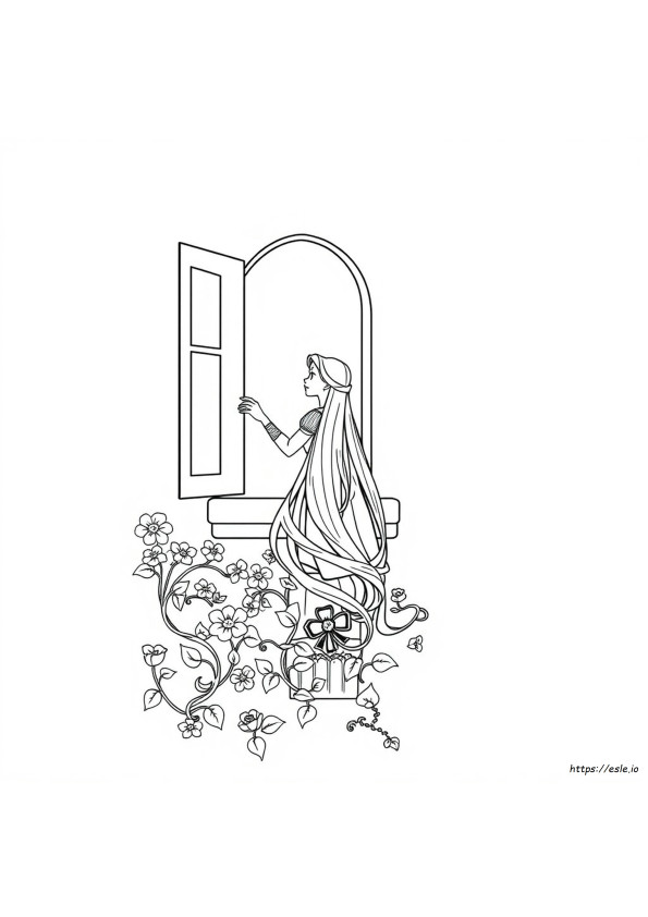 Prinses Rapunzel Kleurplaat
