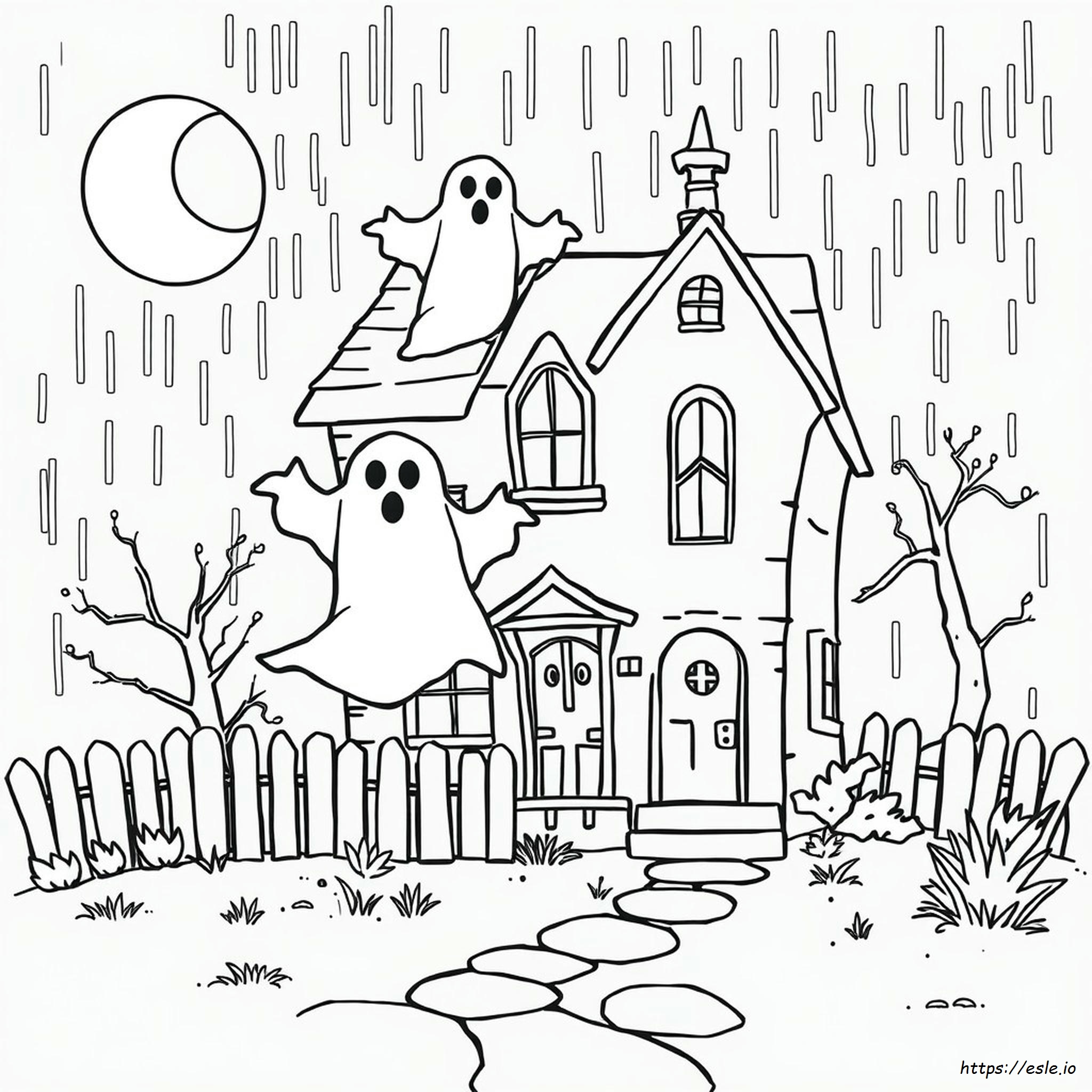 Rumah Hantu Gambar Mewarnai - Gratis Untuk Dicetak