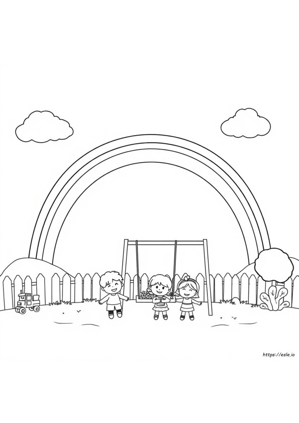 Kindergarten Rainbow Coloring Page