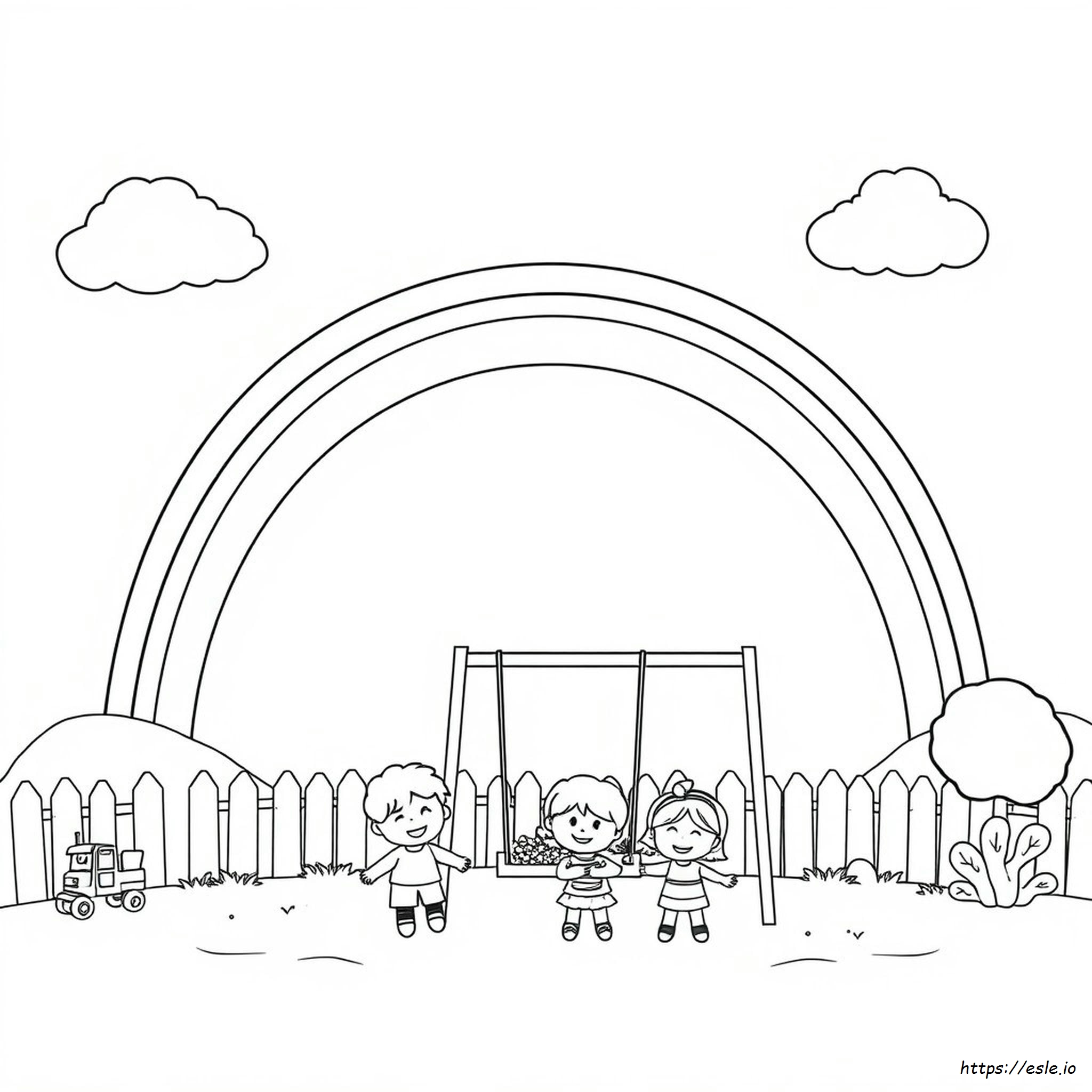 Kindergarten Rainbow Coloring Page