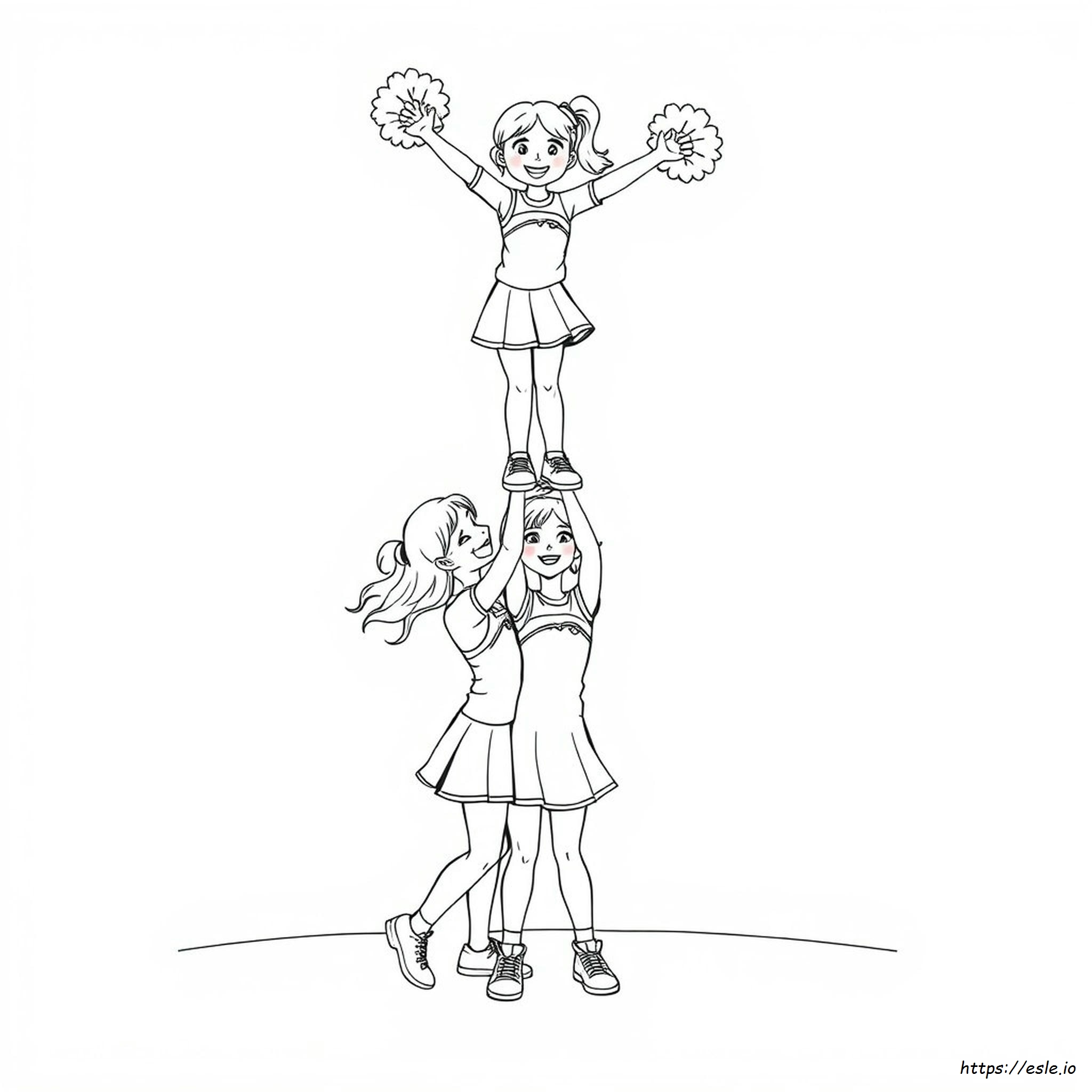 Disegni Da Colorare Di Acrobazie Di Cheerleading Da Stampare Gratis