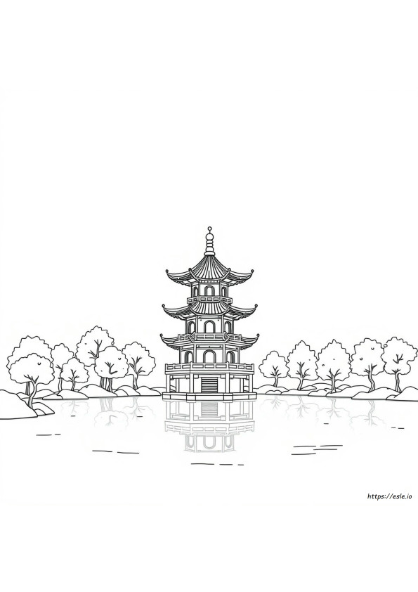 Chinese Pagoda Coloring Page