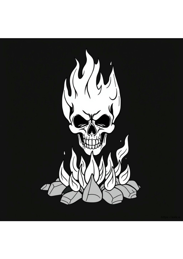 Cool Flaming Skull Coloring Pages