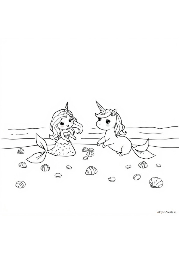 Mermaid Adorable Cute Unicorn Coloring Pages