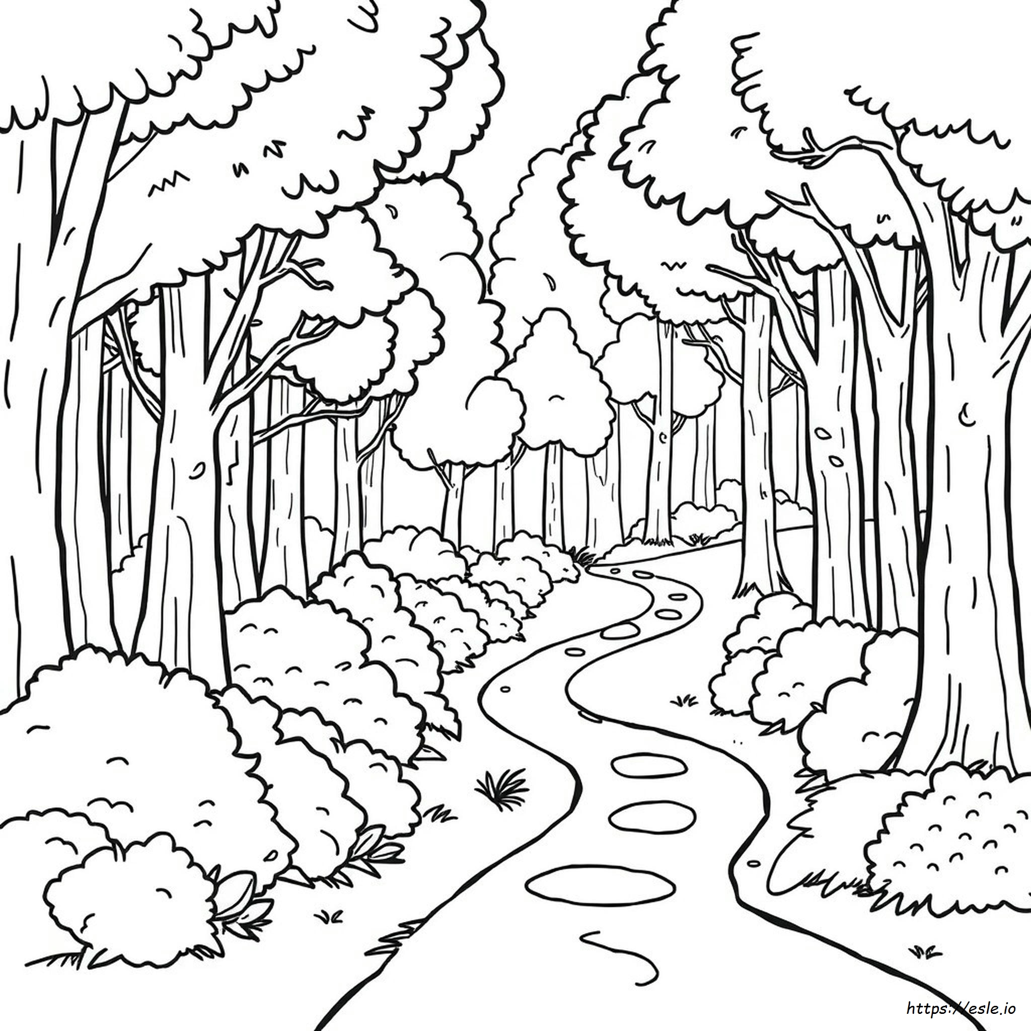 Halaman Mewarnai Hutan Mudah - Gambar PDF Gratis